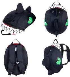 Børnehavetasker-Crazy Safety Børnehavetaske - Dragon - Sort