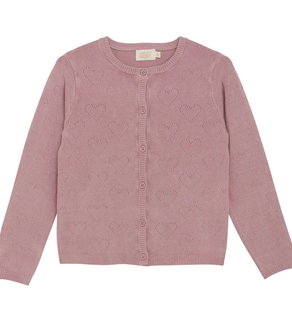 Creamie Striktrøjer*Cardigan - Viskose/Nylon - Pointelle - Woodrose