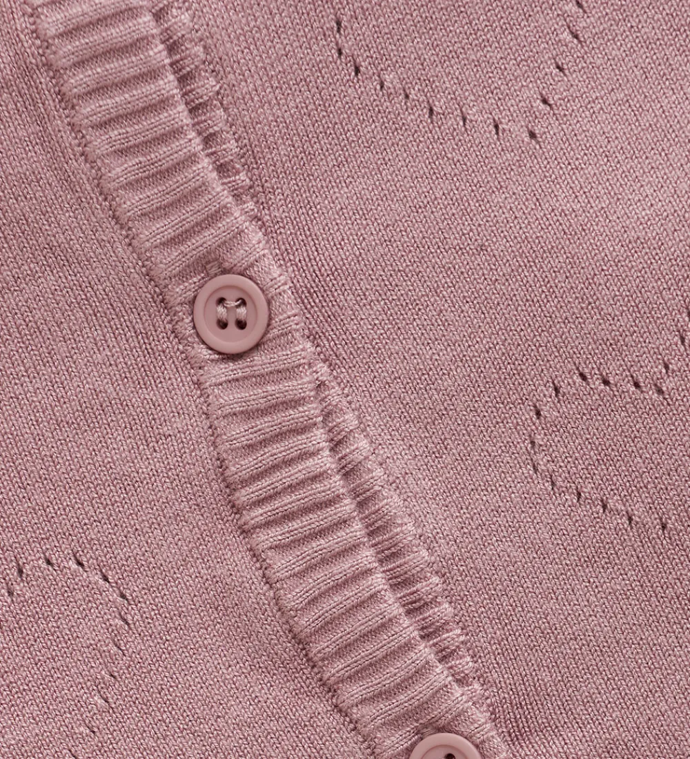 Creamie Striktrøjer*Cardigan - Viskose/Nylon - Pointelle - Woodrose