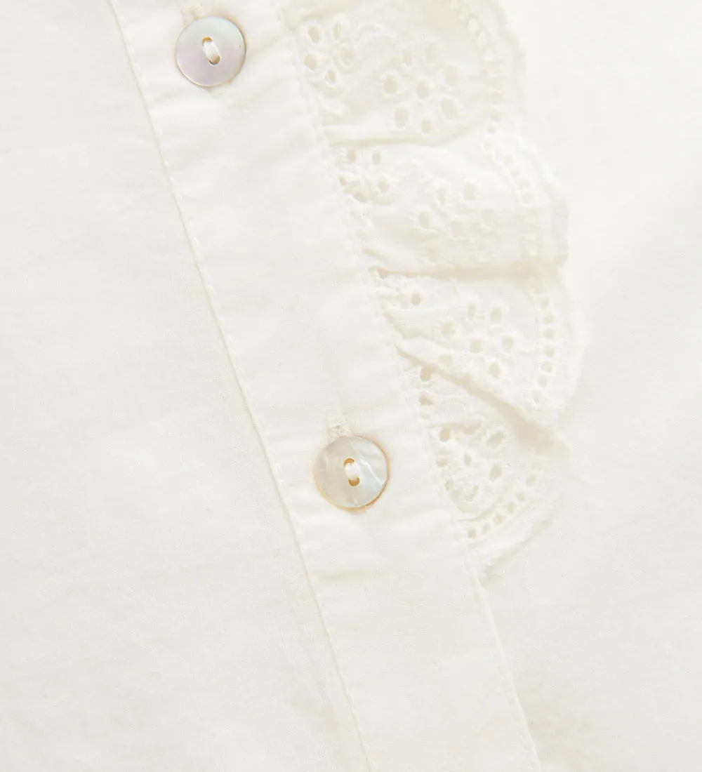 Skjorter-Creamie Skjorte - Woven - Cloud m. Broderie Anglaise