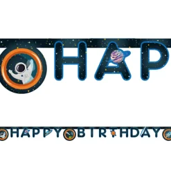 Festartikler-Decorata Party Happy Birthday Banner - Rocket Space