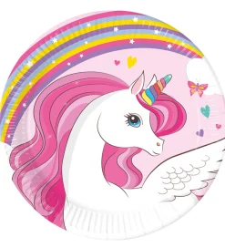 Tallerkener-Decorata Party Paptallerkner - 8-pak - 23 cm - Unicorn Rainbow C