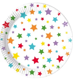 Tallerkener-Decorata Party Paptallerkner - 8-pak - 23 cm - Multicolour Brigh