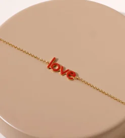 Design Letters Smykker*Armbånd - Keywords Chain - 18k Guldbelagt - Coral