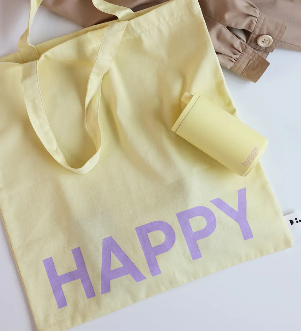 Design Letters Shoppers*Shopper - Happy - Gul m. Lilla