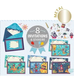 Festartikler-Djeco Invitationer - 8 Stk. - Pirater