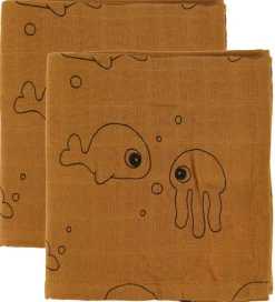 Done by Deer Babysvøb*Babysvøb - 120x120 - 2 stk - Sea Friends - Mustard