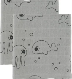 Babysvøb-Done by Deer Babysvøb - 120x120 - 2 stk - Sea Friends - Grå