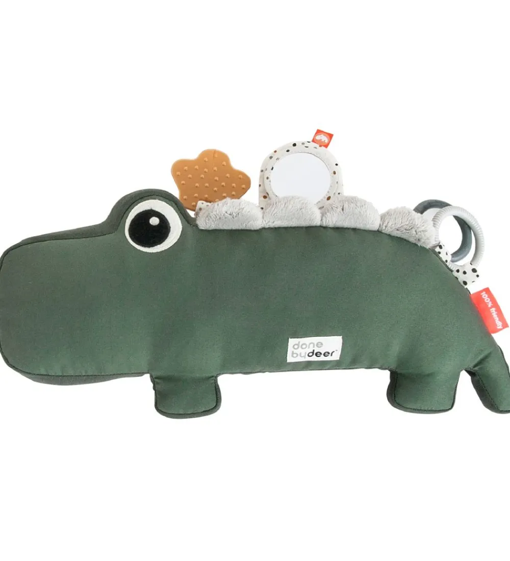 Pyntepuder-Done by Deer Pude m. Aktivitetslegetøj - Croco - 41 cm - Grøn