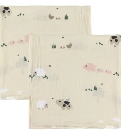 Stofbleer|Pusletid-Done by Deer Stofbleer - Musselin - 2-pak - 65x65 cm - Tiny Farm