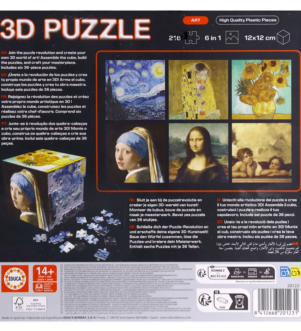 Educa Puslespil*3D Puslespil - 216 Brikker - Cube Art