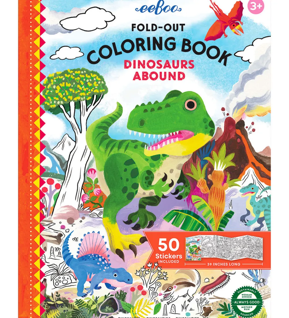 Eeboo Malebog*Fold Ud Malebog m. Klistermærker - Dinosaurer