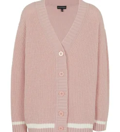 Striktrøjer-Emporio Armani Cardigan - Strik - Burnished Lilac m. Hvid
