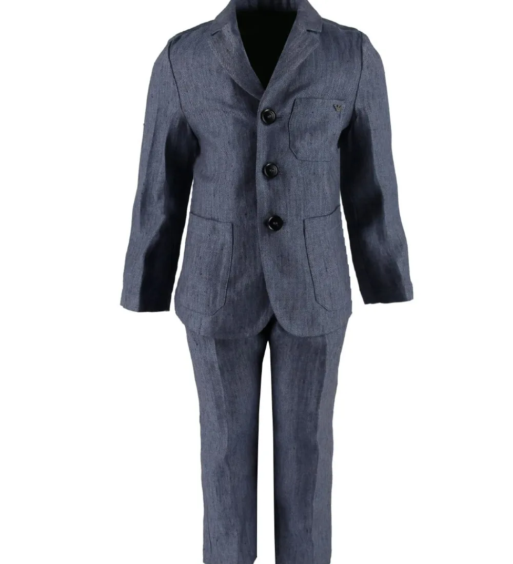 Emporio Armani Jakkesæt Og Blazers*Jakkesæt - Hør - Blåmeleret
