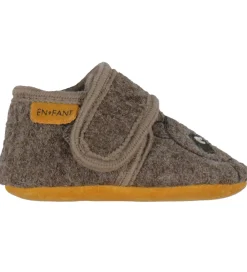 Hjemmesko-En Fant Hjemmesko - Uld - Chocolate Brown m. Bjørn