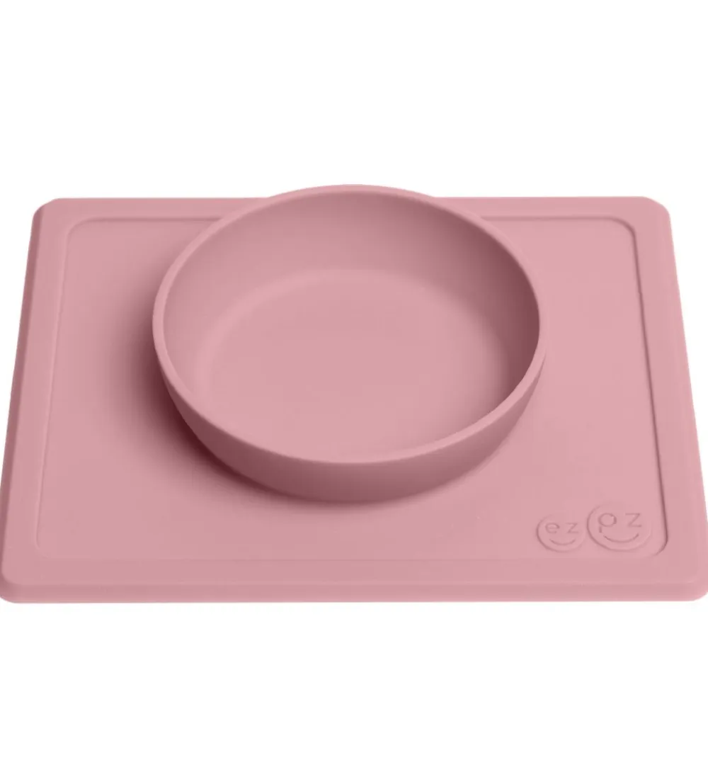 Dækkeservietter-EzPz Happy Mini Bowl - Silikone - Støvet Rosa