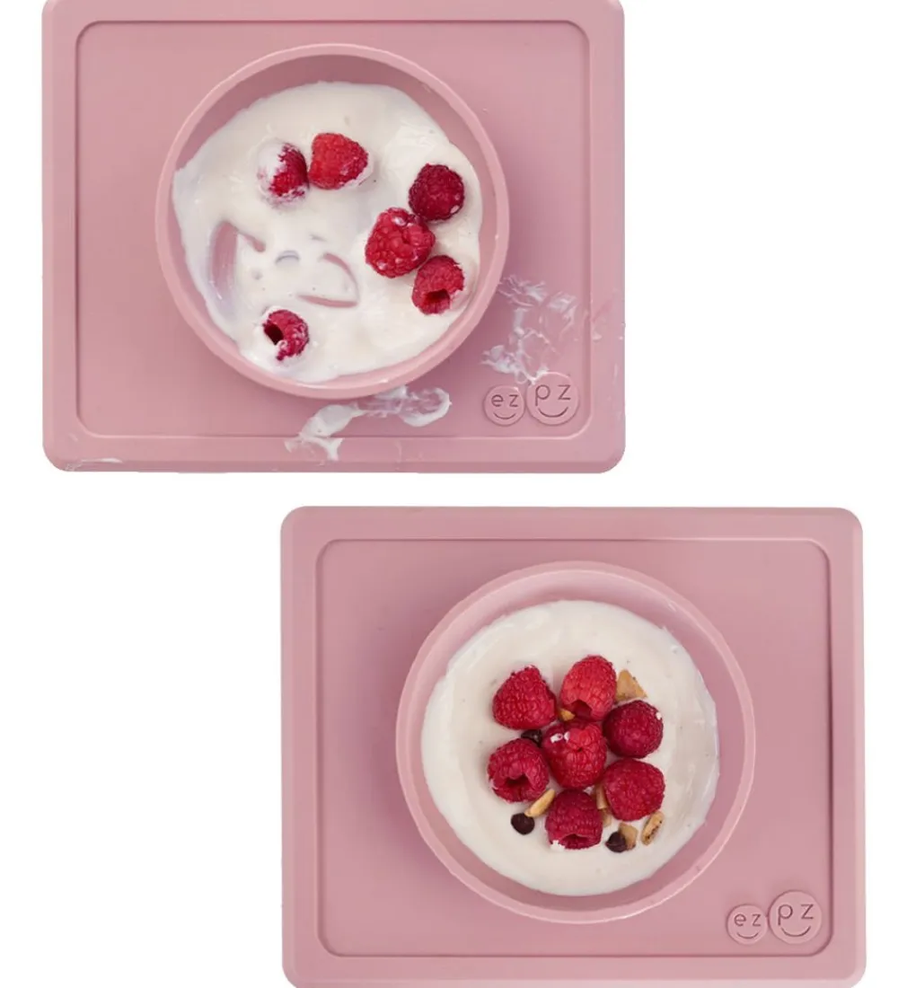 Dækkeservietter-EzPz Happy Mini Bowl - Silikone - Støvet Rosa