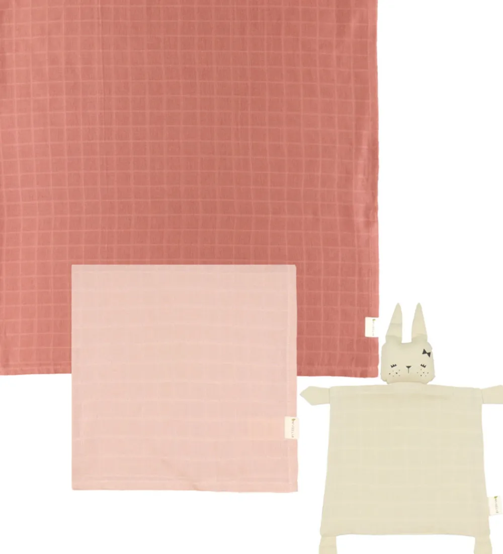 Fabelab Sutteklude Og Nusseklude|Stofbleer*Baby Gaveæske - Babysvøb/Stofble/Nusseklud - Dusty Rose