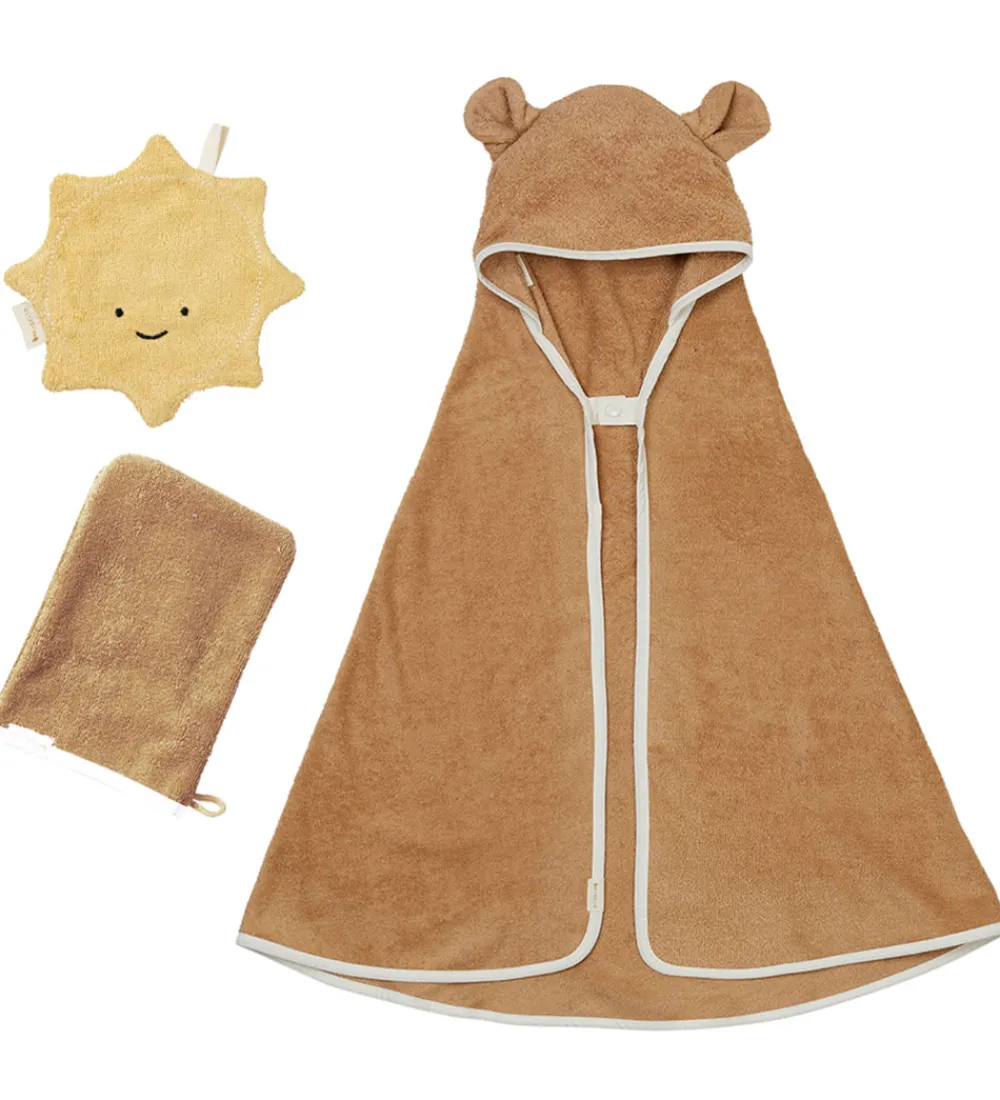 Sutteklude Og Nusseklude|Babyhåndklæde- Og Poncho-Fabelab Gaveæske - 3 Dele - Caramel Mix
