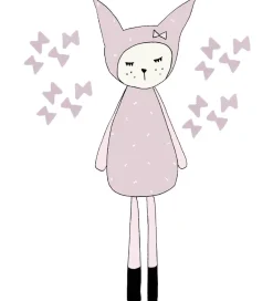 Fabelab Wallsticker*Wallstickers - Dreamy Friend Bunny - Lys Lilla m. Kanin