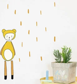 Wallsticker-Fabelab Wallstickers - Dreamy Friend Bear - Gul m. Bjørn
