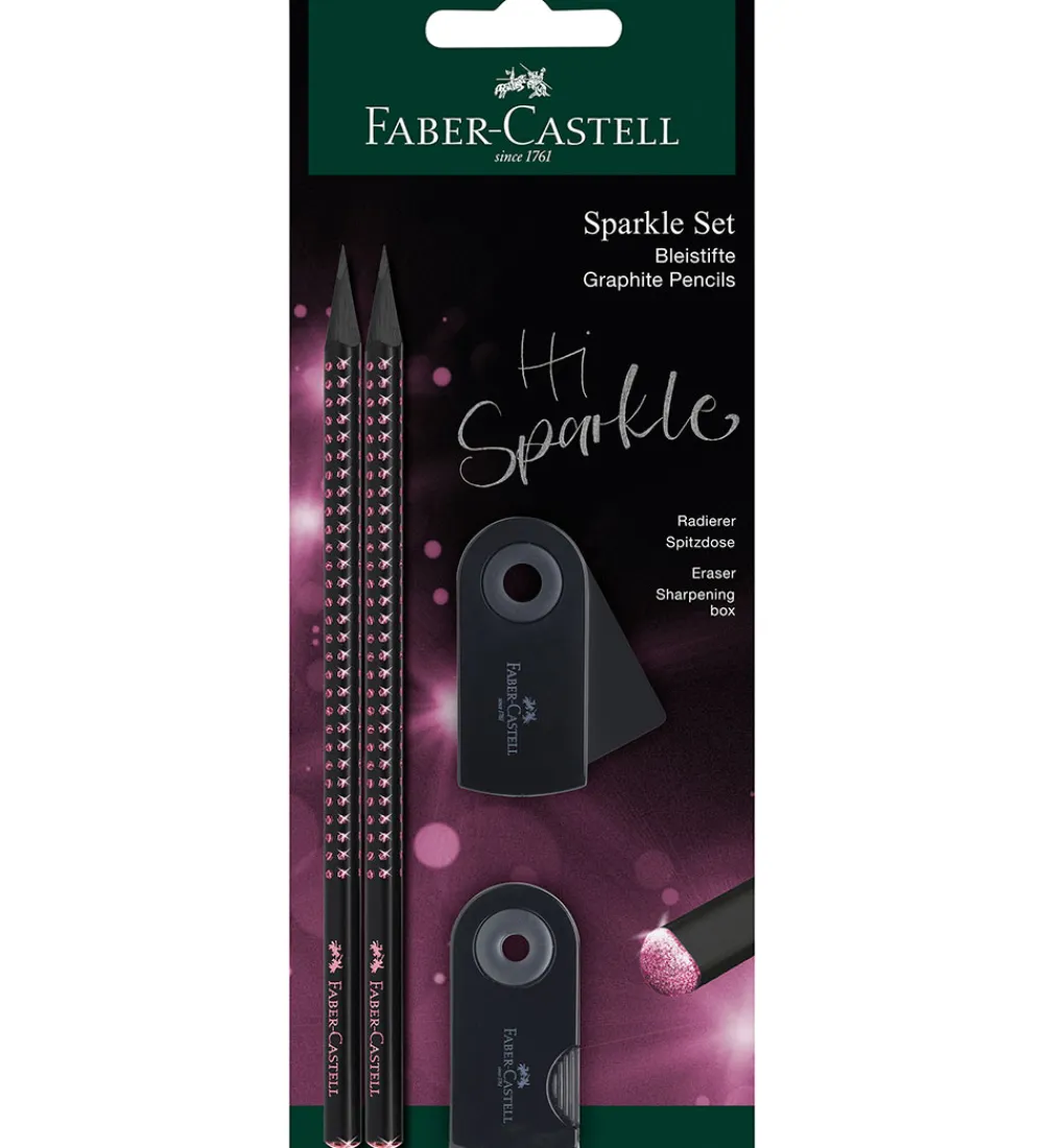 Tuscher Og Farver|Skriveredskaber-Faber-Castell Blyantsæt - Sparkle - 4 Dele - Black Edition - Mid