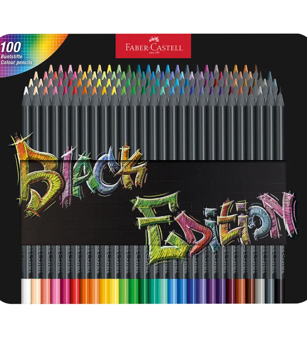 Faber-Castell Tuscher Og Farver|Skriveredskaber*Farveblyanter - Trekantet - Black Edition - 100 St