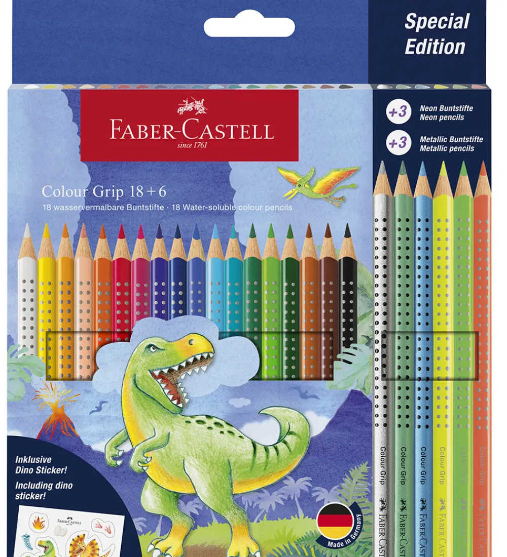Faber-Castell Skriveredskaber*Farveblyanter - 24 stk. - Grip Dino