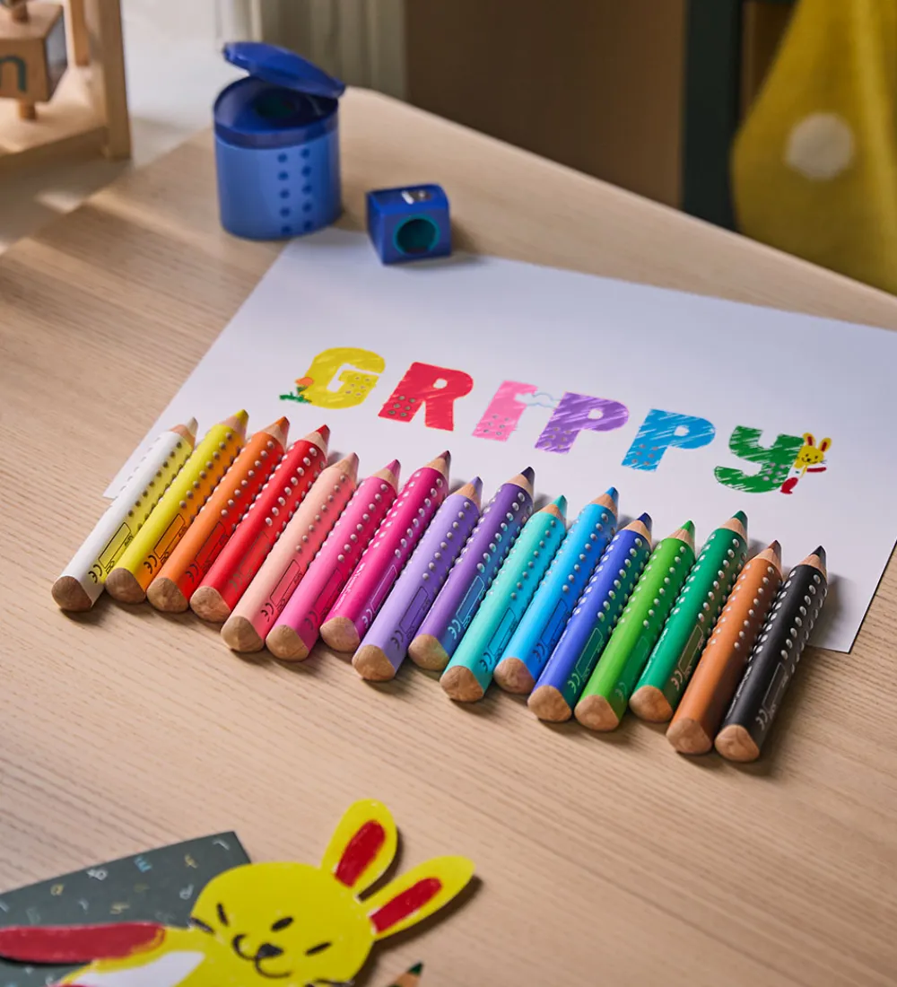 Faber-Castell Tuscher Og Farver|Skriveredskaber*Farveblyanter - XXL Jumbo Grip + Spidser - 16 stk.