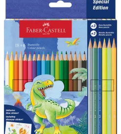 Faber-Castell Tuscher Og Farver|Skriveredskaber*Farveblyanter - 18+6 stk. - Dinosaur Metallic/Neon