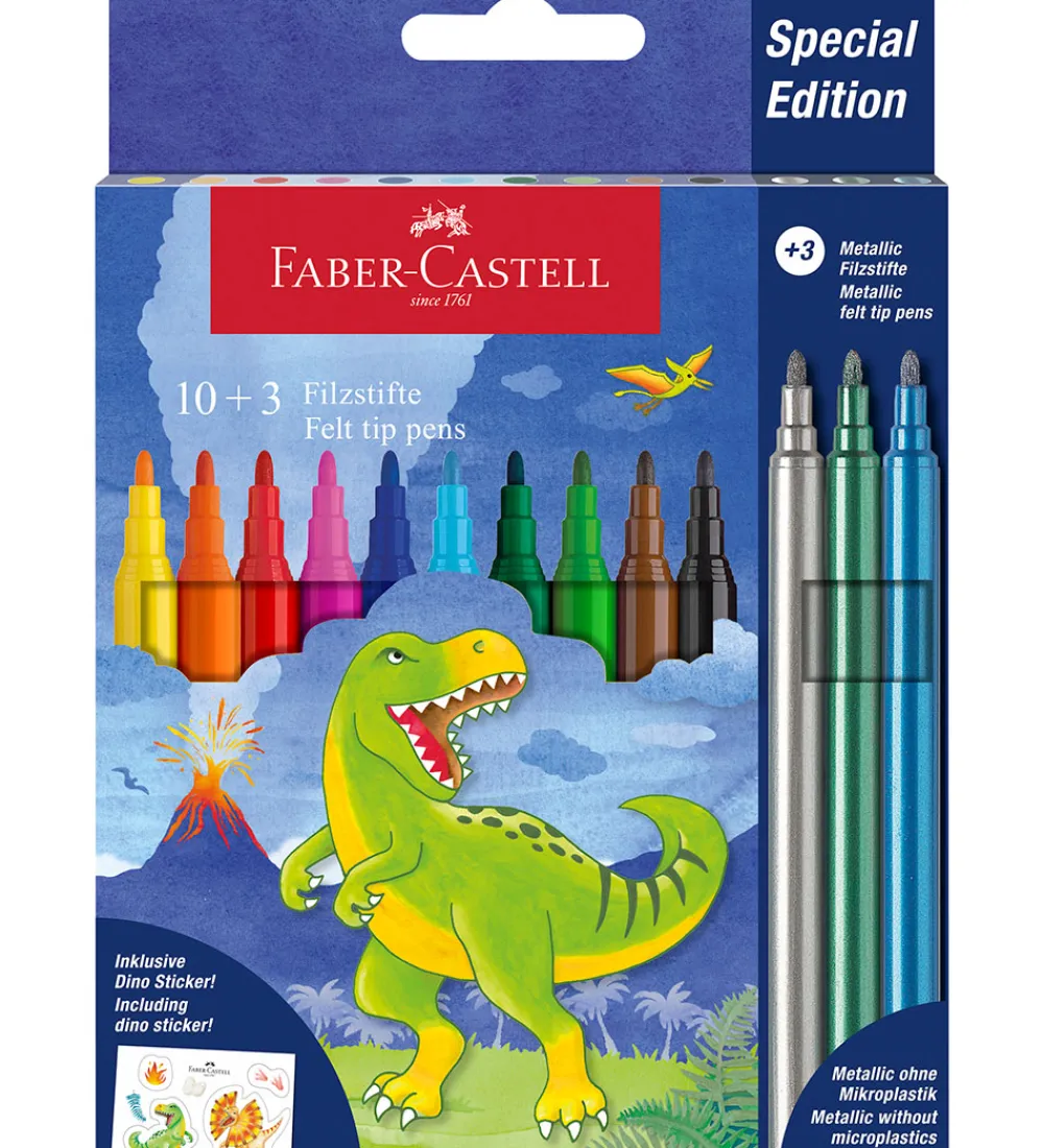 Faber-Castell Tuscher Og Farver*Tuscher - 10+3 stk. - Dinosaur - Metallic