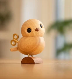 FableWood Pyntefigurer*H.C. Andersen - Nattergalen - 8 cm - Natur/Guld