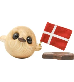 FableWood Dekoration*Ælling m. Flag - Pick-Me-Up Villy - 10 cm - Natur