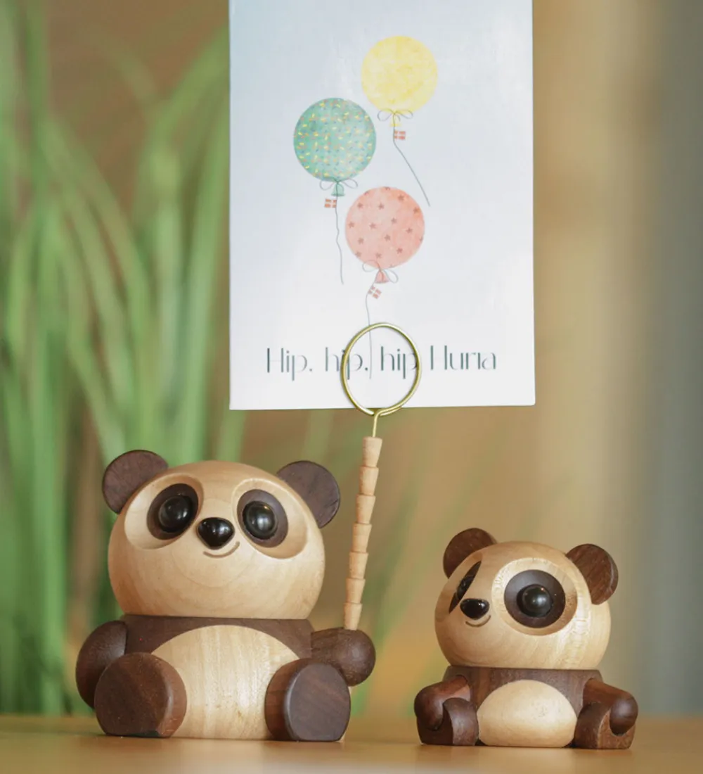 FableWood Pyntefigurer*Panda - Pom Pom - 6 cm - Natur