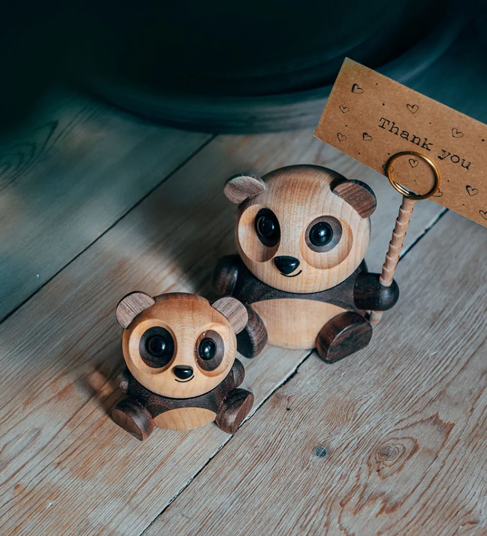 FableWood Pyntefigurer*Panda - Pom Pom - 6 cm - Natur