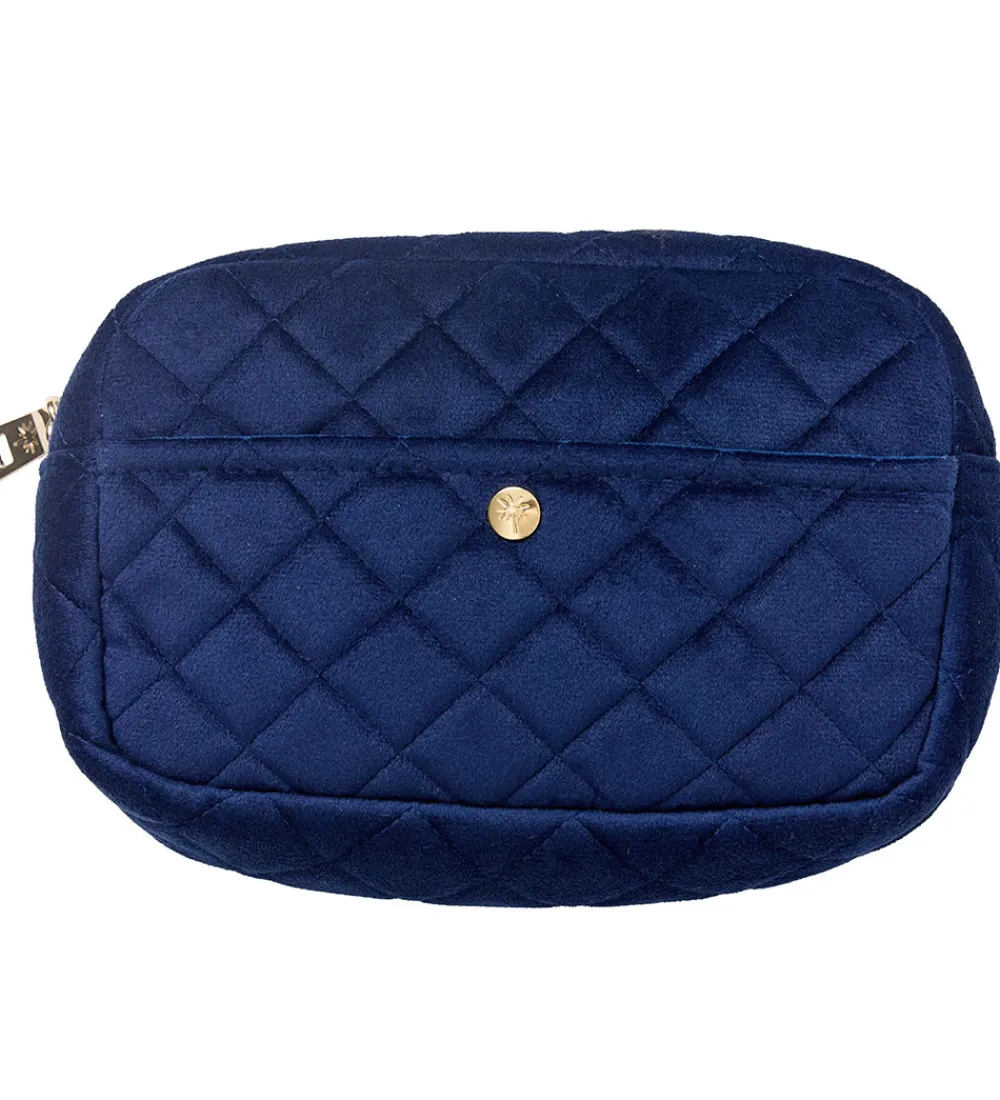 Toilettasker|Toilettasker-Fan Palm Toilettaske - Medium - Quiltet Velour - Midnight Blue