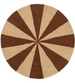 Gulvtæpper-Ferm Living Gulvtæppe - Uld - Ø: 130 cm - Brick/Hvid