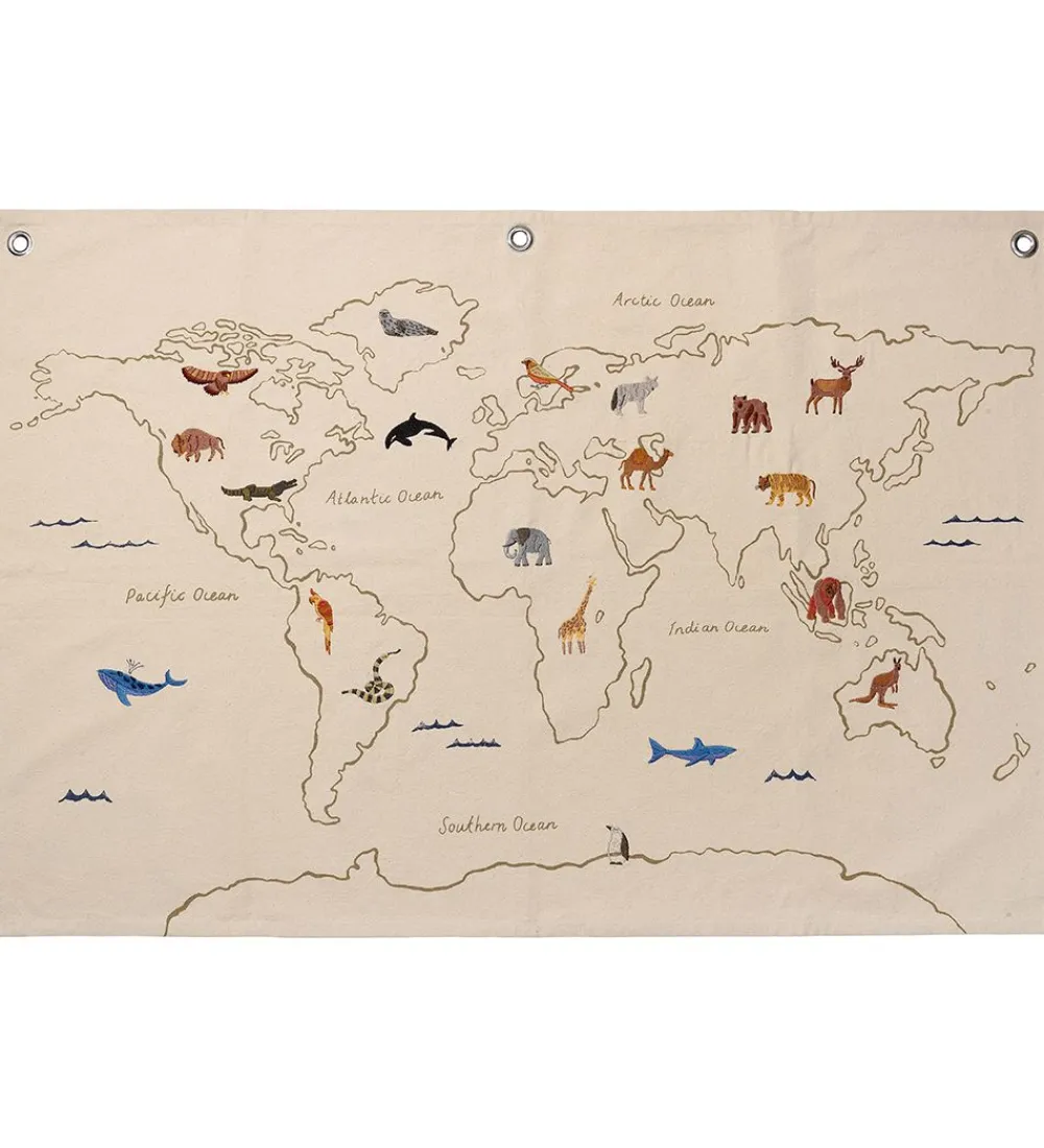 Ferm Living Plakater Og Billeder*Vægophæng - The World Textile Map - Off White