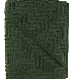 Babyhåndklæde- Og Poncho-Filibabba Babyhåndklæde - Zigzag - 90x90 cm - Dark Green