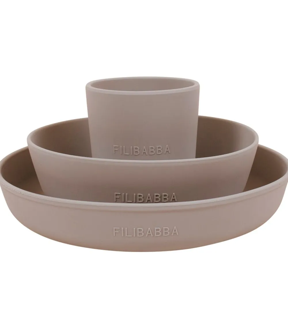 Filibabba Spisesæt*Spisesæt - Silikone - 3 dele - Warm Grey