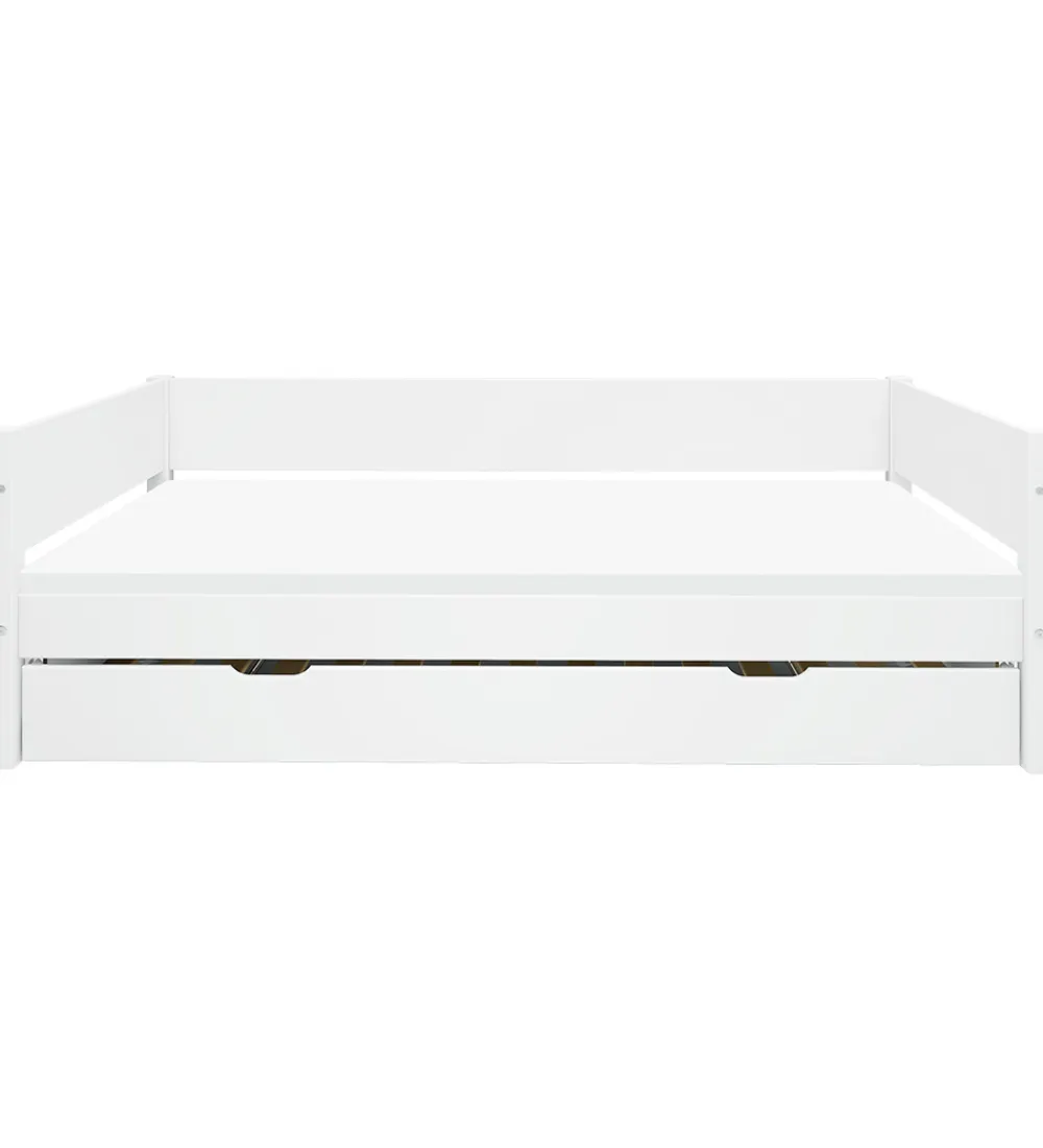 Senge-Flexa Enkeltseng m. Udtræksfunktion - 210x101x66,5 cm - Hvid