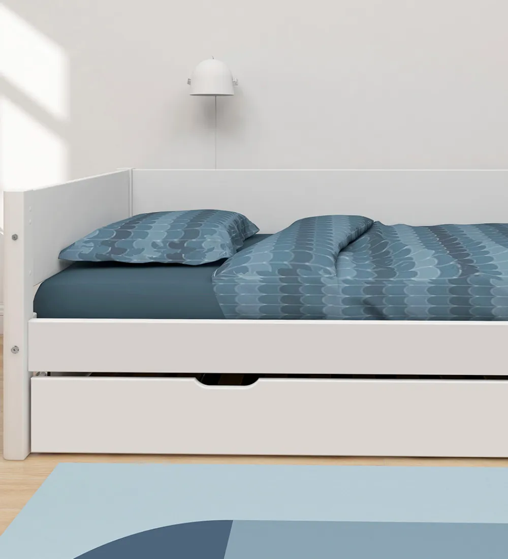 Senge-Flexa Enkeltseng m. Udtræksfunktion - 210x101x66,5 cm - Hvid