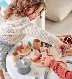 Legekøkken Og Legemøbel-Flexa Play Køkkensæt - Gryde og Pande - Greenish/Naturalwood