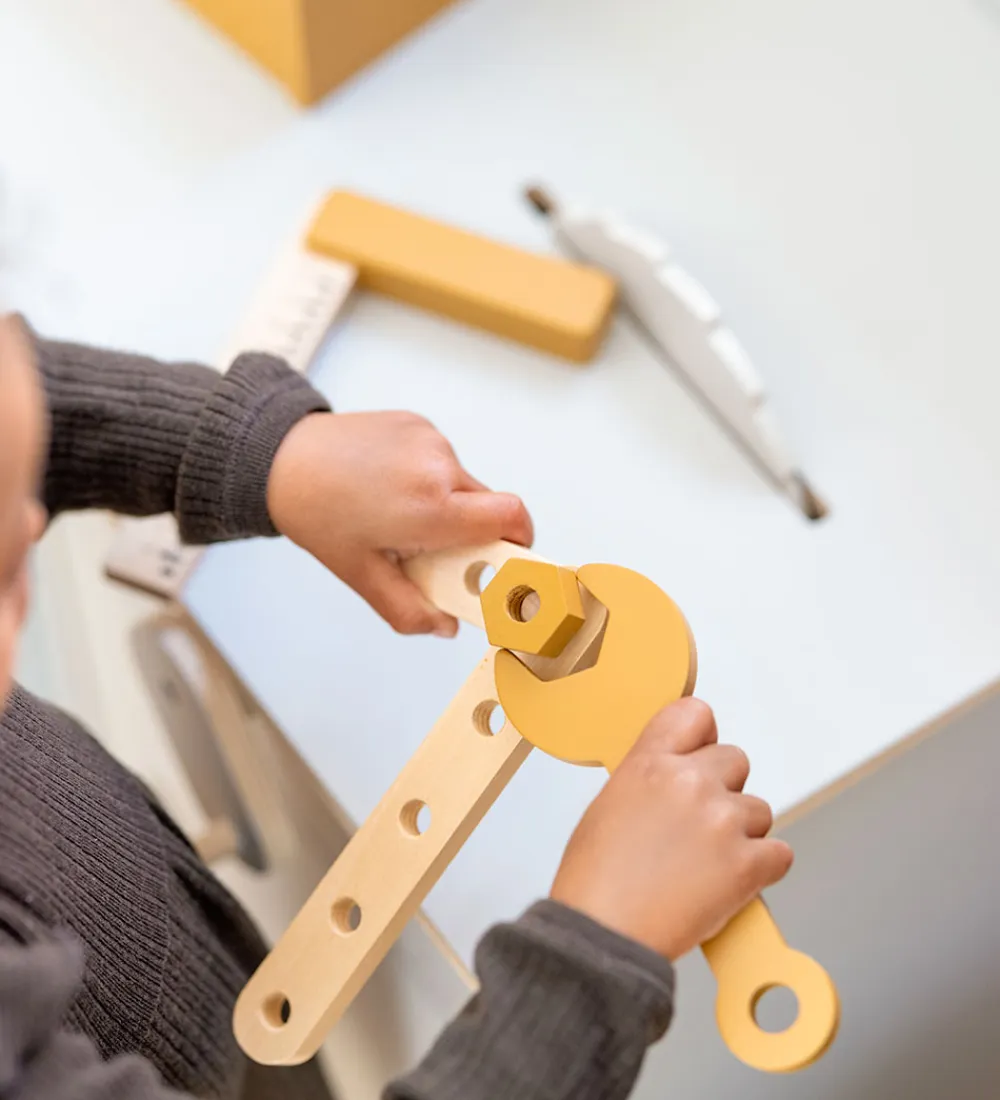 Legeværktøj-Flexa Play Værktøjssæt - 8 stk - Mustard/Naturalwood