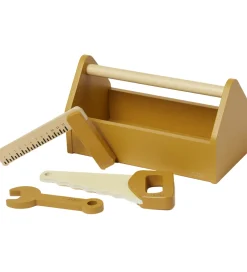 Flexa Trælegetøj|Legeværktøj*Værktøjskasse - Træ - Play - 4 Dele - Mustard/Birch Plywoo