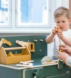 Flexa Trælegetøj|Legeværktøj*Værktøjskasse - Træ - Play - 4 Dele - Mustard/Birch Plywoo