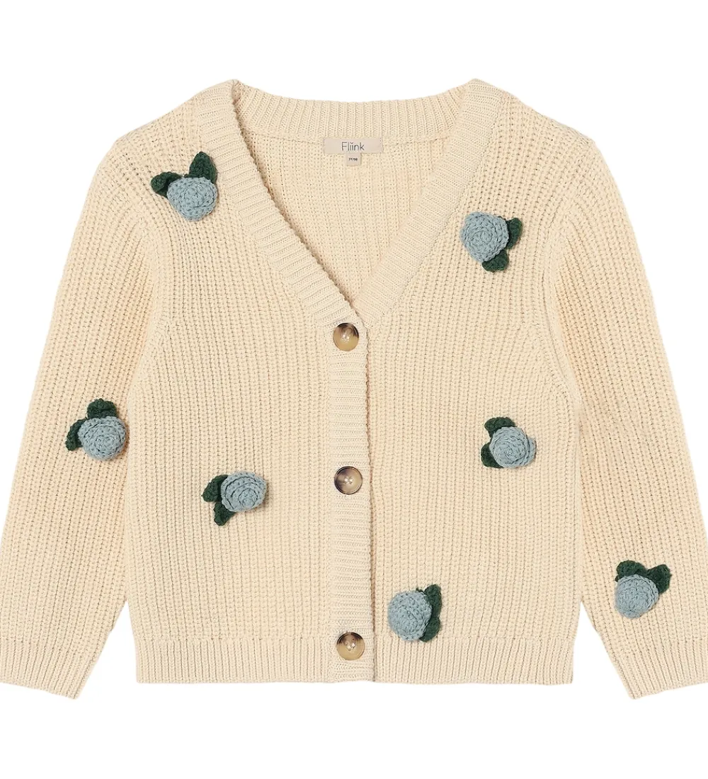 Fliink Striktrøjer*Cardigan - Strik - Cool Flower - Sandshell
