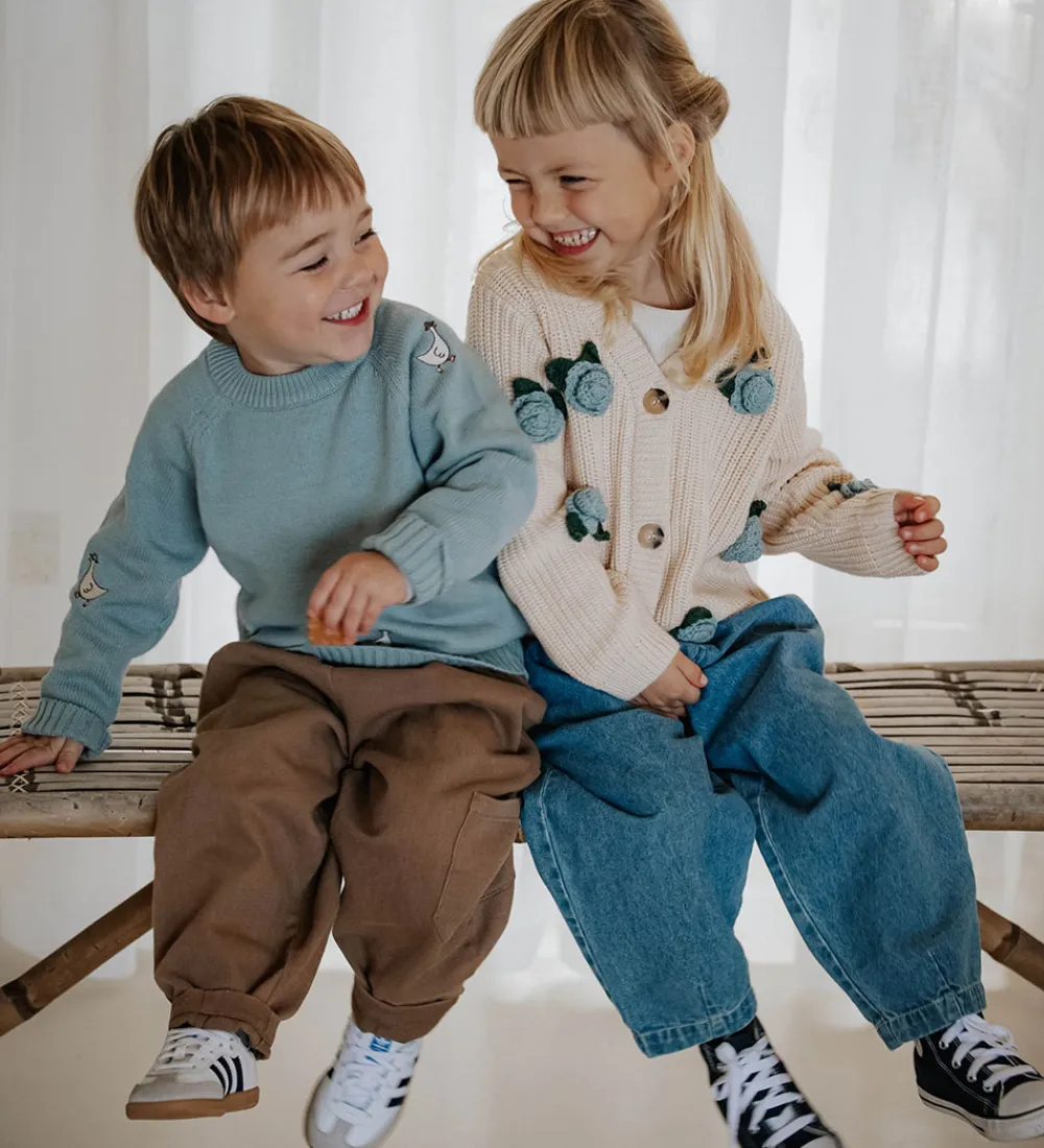 Fliink Striktrøjer*Cardigan - Strik - Cool Flower - Sandshell