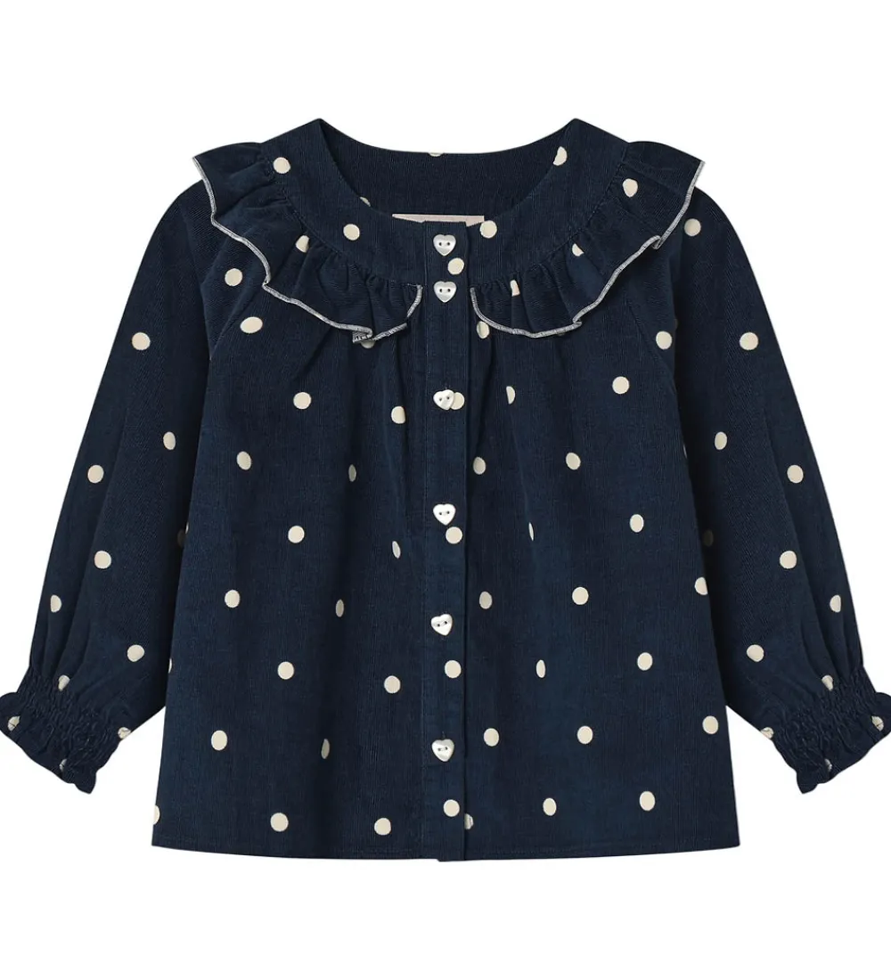 Skjorter-Fliink Skjorte - Fløjl - Dolly - Insignia Blue AOP
