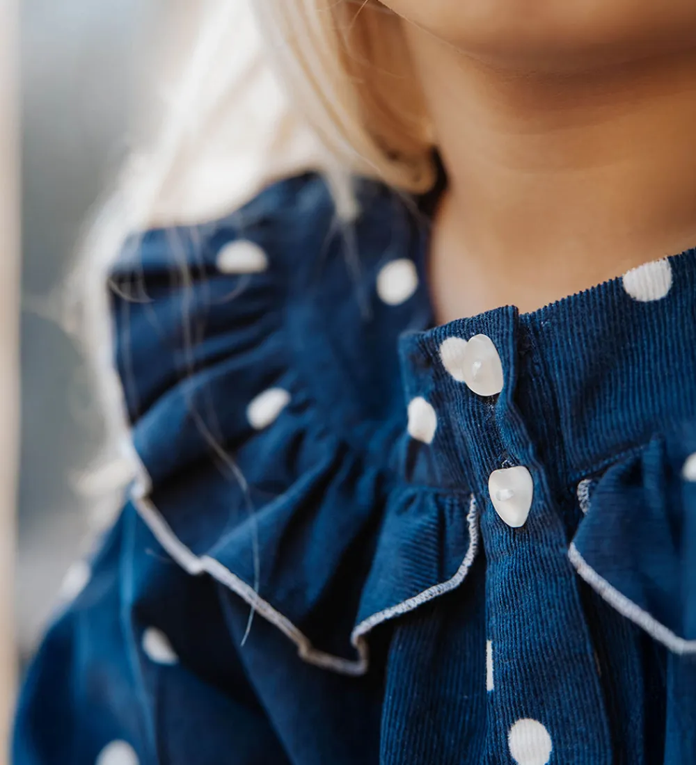 Skjorter-Fliink Skjorte - Fløjl - Dolly - Insignia Blue AOP